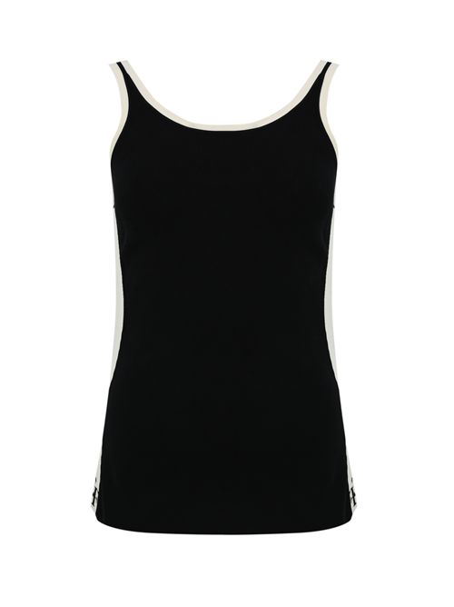Top in viscosa con bande logo Nero/Milk Elisabetta Franchi | TK51S56E2EF3